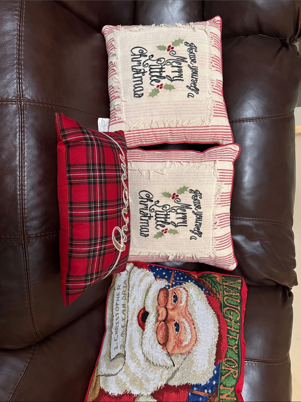 Holiday Merry Little Christmas Decorative Pillow Set - Red & Cream Set Of Four